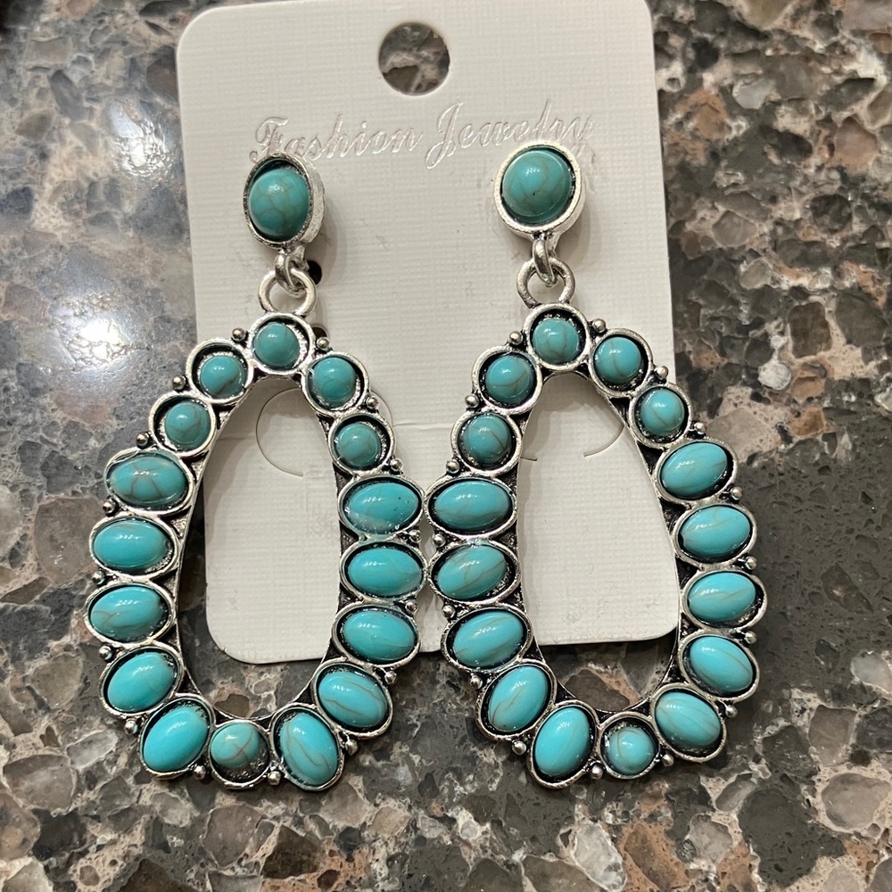 Fashion Jewelry Turquoise Oval Earrings